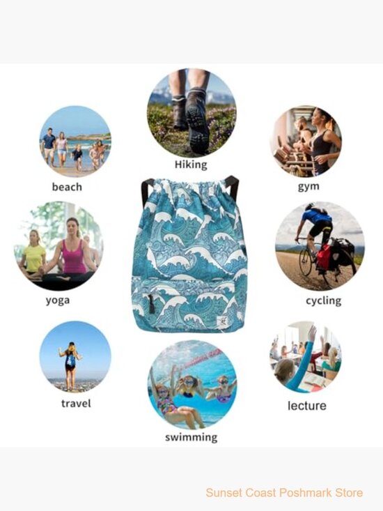 Waterproof Drawstring Backpack Gym Sports Travel Daypack